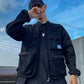 Colete masculino cargo / ferramentas - jaqueta sem mangas Hip Hop, casaco militar multi-bolso ao ar livre.