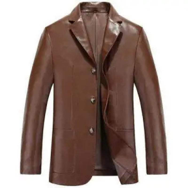 Blazer masculino em couro modelo outono-inverno 2023.