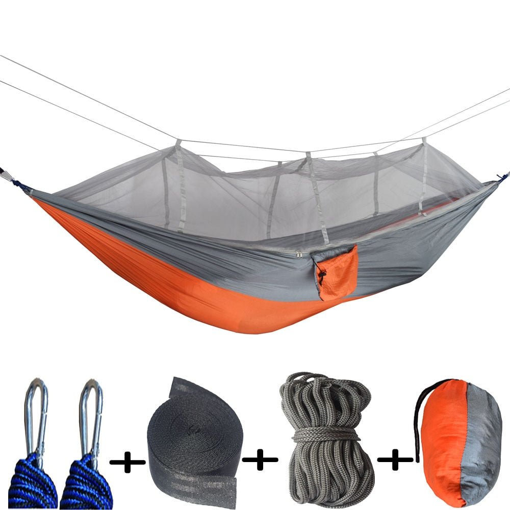 Rede ao ar livre com mosquiteiro, Cama pendurada portátil para acampar, Varias cores, para 1-2 pessoas