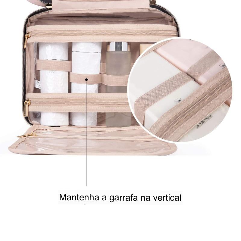 Bolsa impermeável de maquiagem de alta capacidade. Maleta para artigos de higiene pessoal. Kit de viagem Organizador feminino